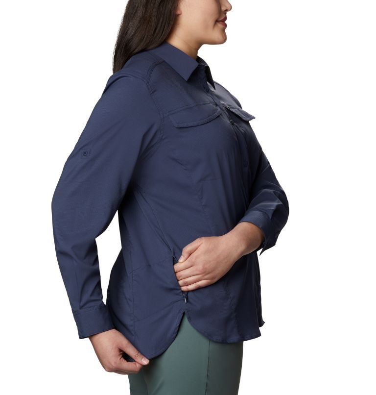 Women's Columbia Silver Ridge Lite Long Sleeve Shirts Navy | Plus Size CA-O3864